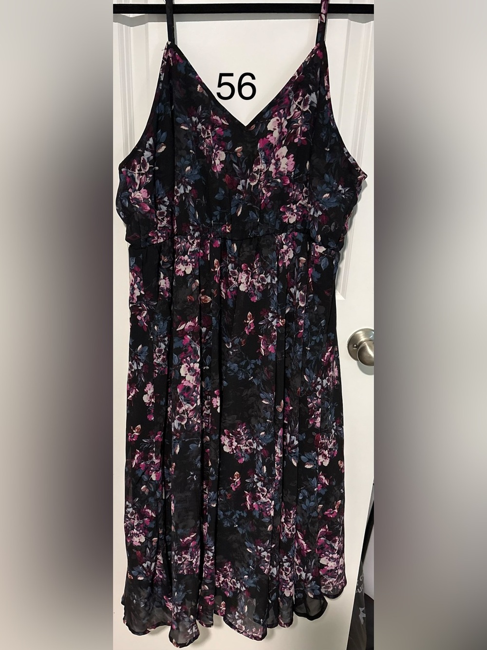 torrid Black Floral Pleated Dress with Pink & Blue Blooms